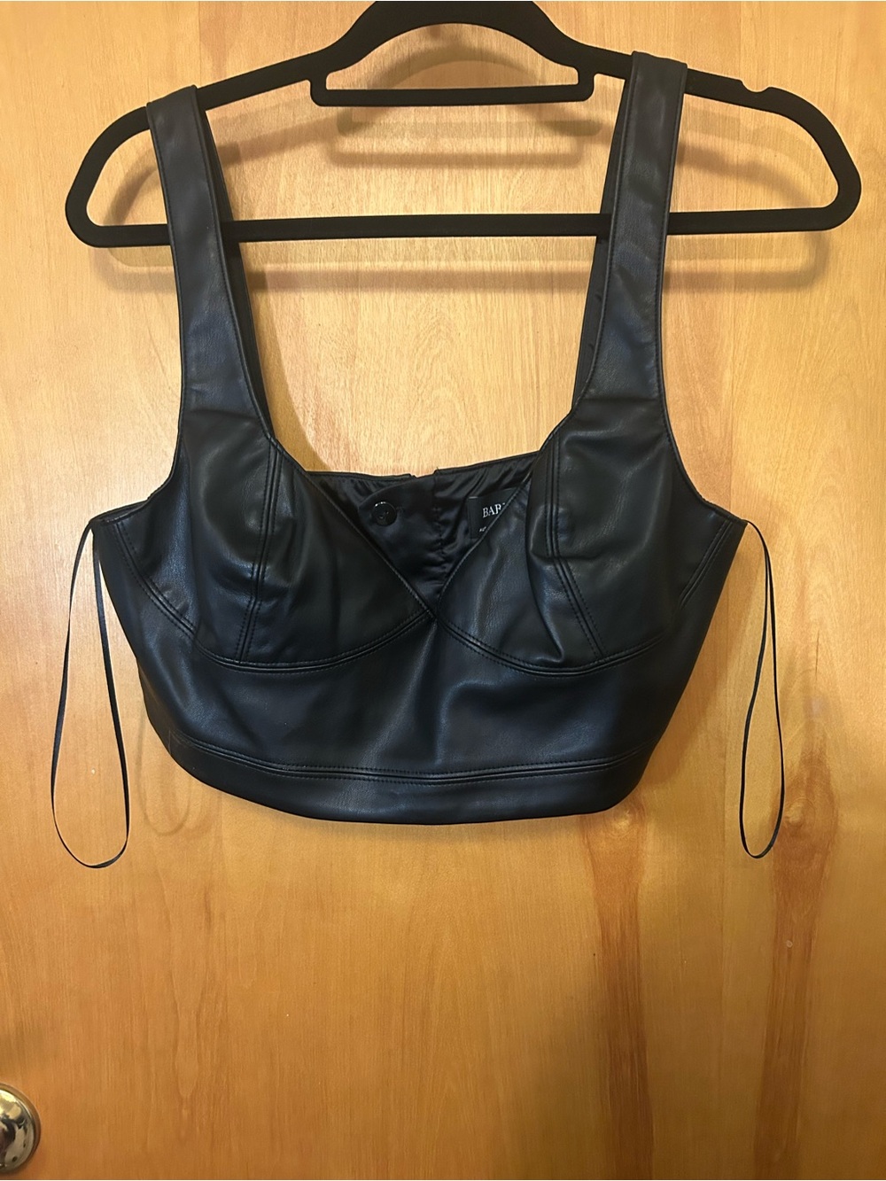 NWOT Bardot Faux Leather Black Cropped Top US Size 10